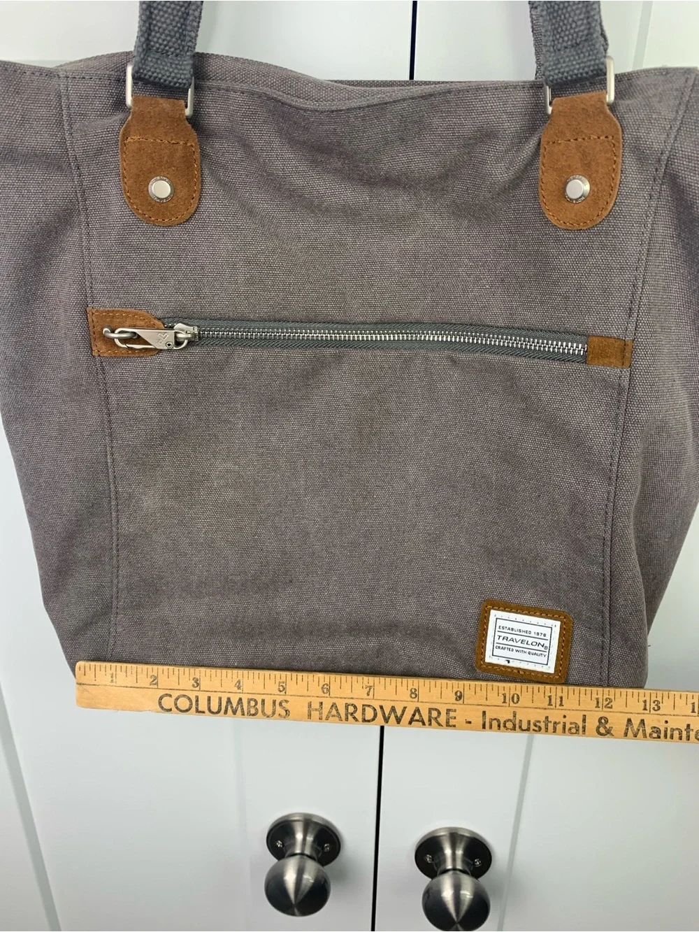 NEW Travelon Anti-Theft Heritage Tote Bag Pewter Gray Work Travel Conference